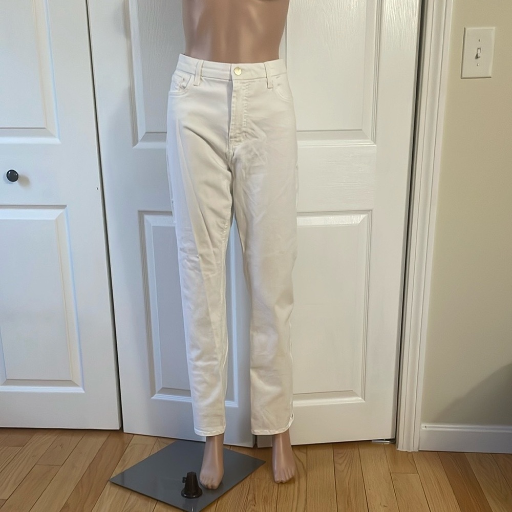 7 For All Mankind White Straight Leg Jeans
